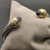 Classic Cablespira&reg; Bracelet Sterling Silver with 14K Yellow Gold,Amethyst and Diamonds, 7mm