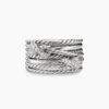 Double X Crossover Ring Sterling Silver with Diamonds, 13mm