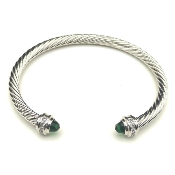 Classic Cable Bracelet Sterling Silver with Prasiolite and Diamonds, 5mm