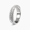 Crossover Band Ring Sterling Silver with Diamonds, 5.3mm