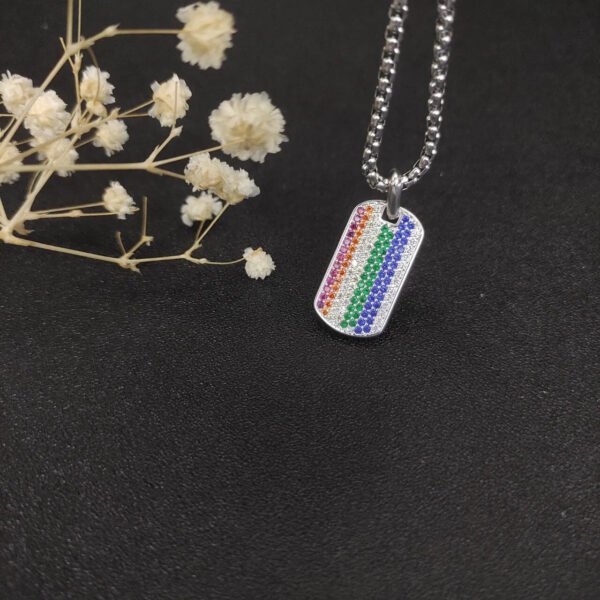 B465B44C-6279-751D-D5A3-2D7A2503B8BA.jpg Chevron Tag Sterling Silver with Rainbow Pavé, 27mm
