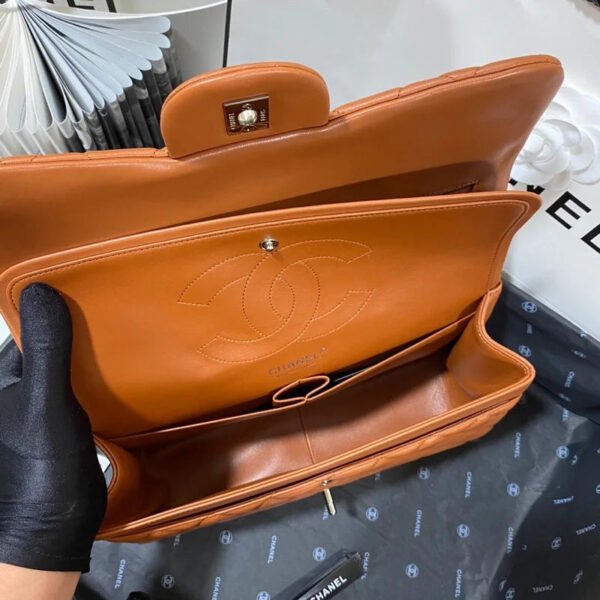 Chanel Large Classic Handbag Silver Hardware Brown For Women, Women&rsquo;s Handbags, Shoulder Bags 11.8in/30cm