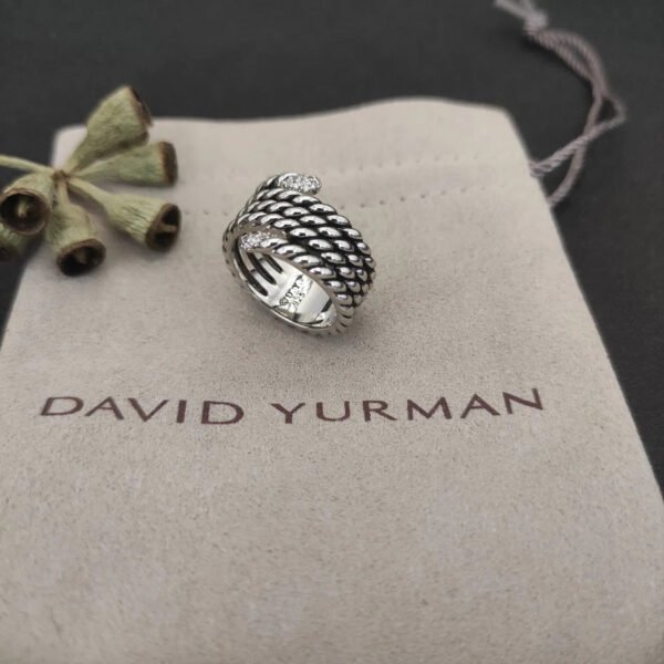 David Yurman Diamond Willow Serpentine Ring - 6