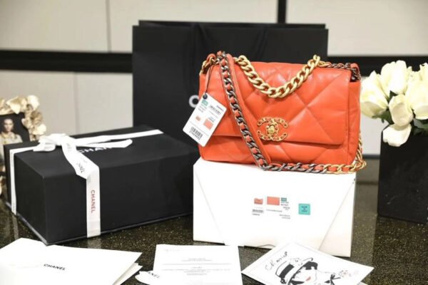 Chanel 19 Handbag 26cm Orange For Women AS1160