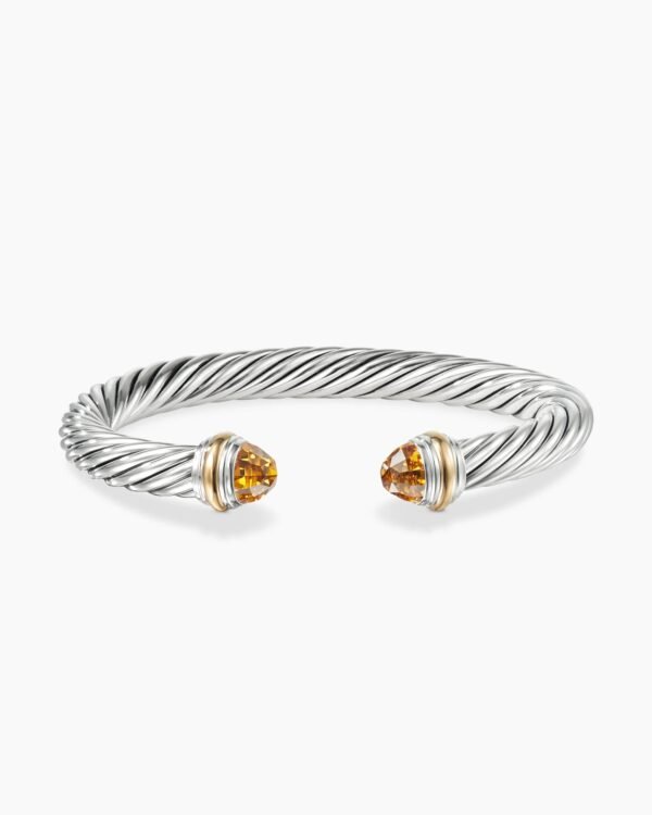 B53FC40E-9AA1-4DFD-F233-989C4DADF606.jpg Classic Cable Bracelet Sterling Silver with 14K Yellow Gold and Citrine, 7mm
