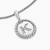 Initial Charm Necklace Sterling Silver with Diamond K