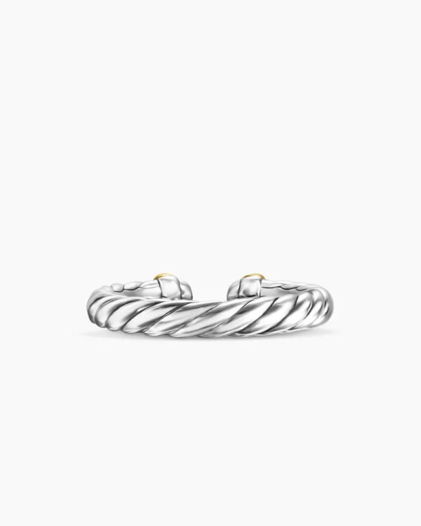 Petite Cable Ring Sterling Silver with 14K Yellow Gold - 6