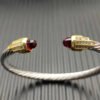 Cable Bracelet with Rhodolite Garnet & Diamond Accents  5mm