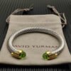 7mm Cable Bracelet with Peridot & Diamond Accents ??Gold Cap