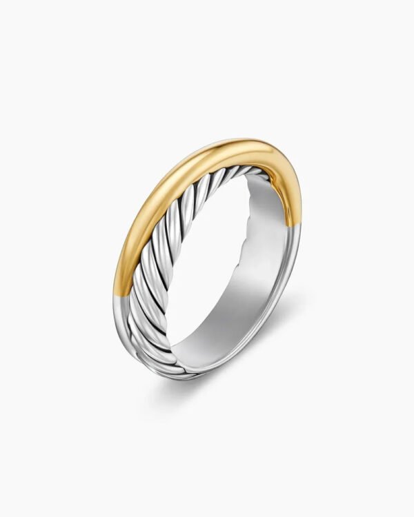 B683744A-A89E-47CE-CAD7-3B23DCE44A6D.jpg Crossover Band Ring Sterling Silver with 18K Yellow Gold - 6