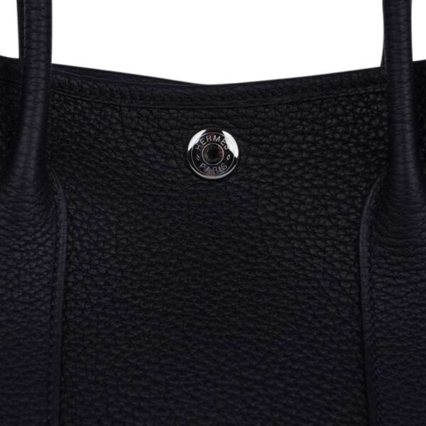 Garden Party 30 Bag Black Vache Country Leather with Palladium Hardware