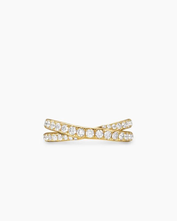 Pav&eacute; Crossover Ring 18K Yellow Gold with Diamonds, 6mm - 6