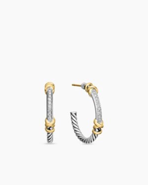Petite Helena Wrap Hoop Earrings Sterling Silver with 18K Yellow Gold and Diamonds