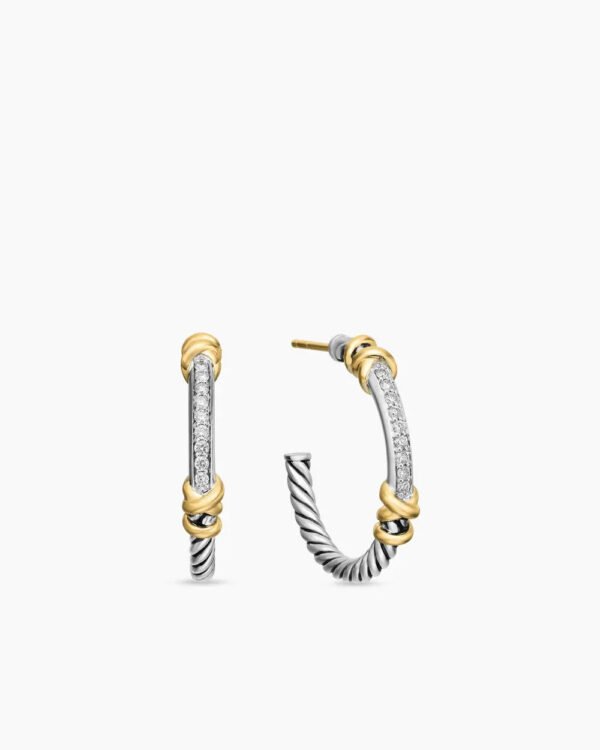Petite Helena Wrap Hoop Earrings Sterling Silver with 18K Yellow Gold and Diamonds