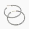 Cable Hoop Earrings Sterling Silver, 1.5in