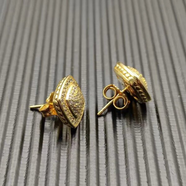 Albion&reg; Stud Earrings Sterling 18K Yellow Gold with Pav&eacute; Diamonds, 7mm