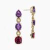 Marbella Drop Earrings 18K Yellow Gold with Amethyst and Rhodolite Garnet, 51mm