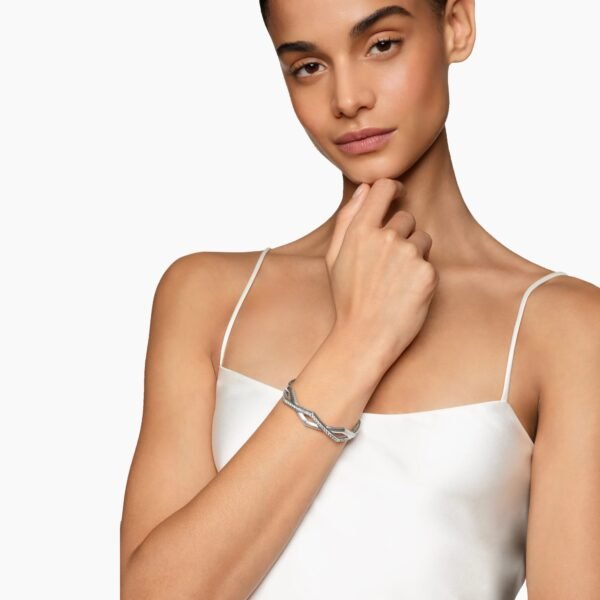 Zig Zag Stax??Two Row Cuff Bracelet Sterling Silver with Diamonds, 13mm