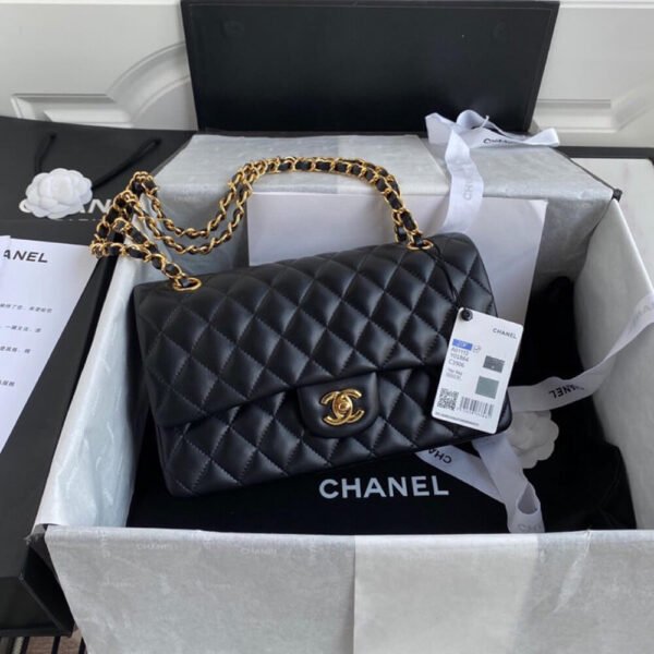 Chanel Classic Handbag Lambskin & Gold Metal A01112