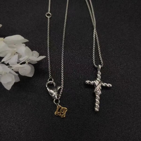 X Cross Pendant Sterling Silver with 18K Yellow Gold