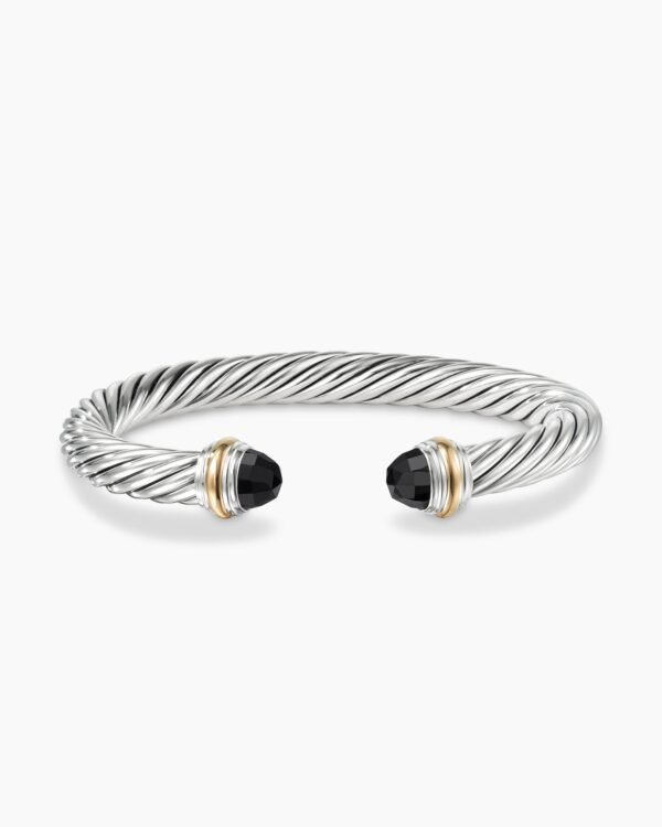 BAA4B740-58A6-9C98-DB24-582EADEC4512.jpg Classic Cable Bracelet Sterling Silver with 14K Yellow Gold and Black Onyx, 7mm