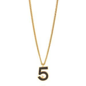 Metal Resin Chain CC No.5 Necklace Gold Blue