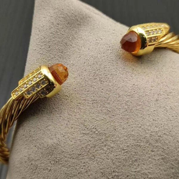 Cable Bracelet with Champagne Diamonds & Diamond Accents  5mm