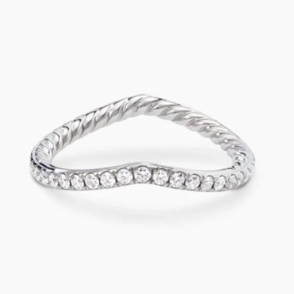 Cable Collectibles&reg; Heart Stack Ring Sterling Silver with Pav&eacute; Diamonds - 6