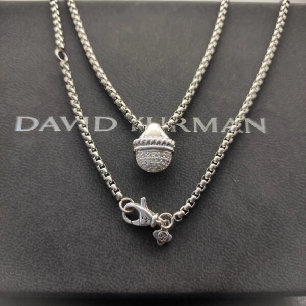 BBE41B57-D9CE-5622-A8E4-7462339782D1.jpg David Yurman Acorn Pendant Necklace Sterling Silver Diamond