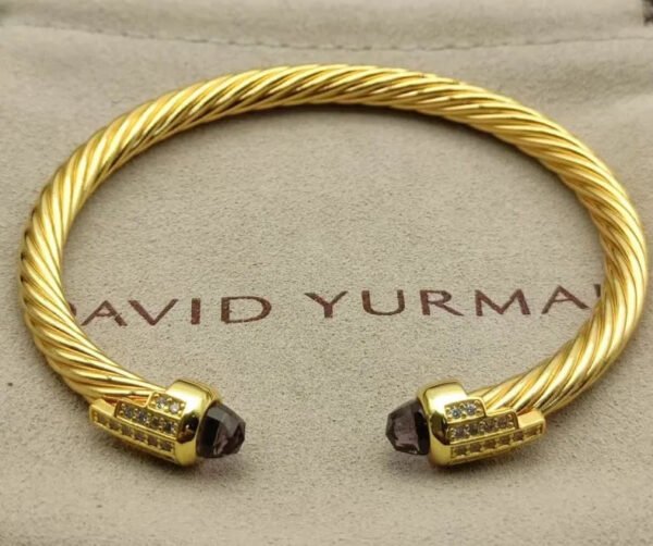 Cable Bracelet with Amethyst  & Diamond Accents  5mm