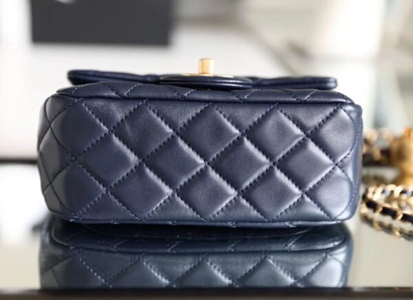 Chanel Mini Flap Bag With CC Ball On Strap Navy Blue For Women, Women&rsquo;s Handbags, Shoulder And Crossbody Bags 6.7in/17cm AS1786