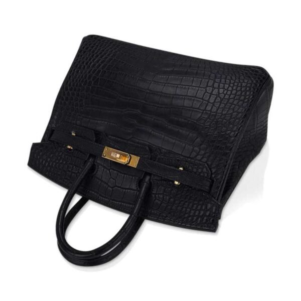 Birkin 25 Bag Black Matte Alligator with Gold Hardware