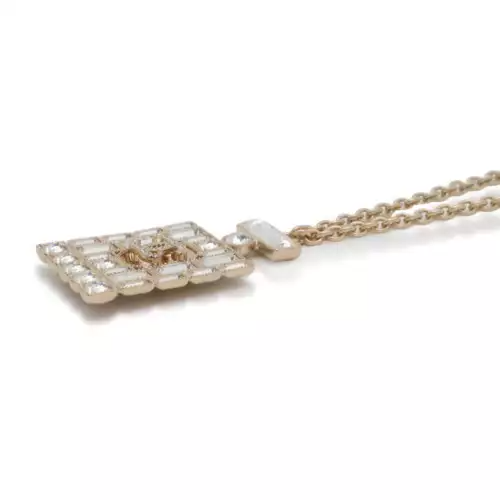 Double C Logo Rhinestone Long Pendant Necklace
