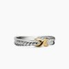 Petite X Ring Sterling Silver with 18K Yellow Gold - 6