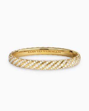 BD28D427-2675-4073-558E-1239ED98F852.jpg Sculpted Cable Bangle Bracelet 18K Yellow Gold with Diamonds, 6.2mm