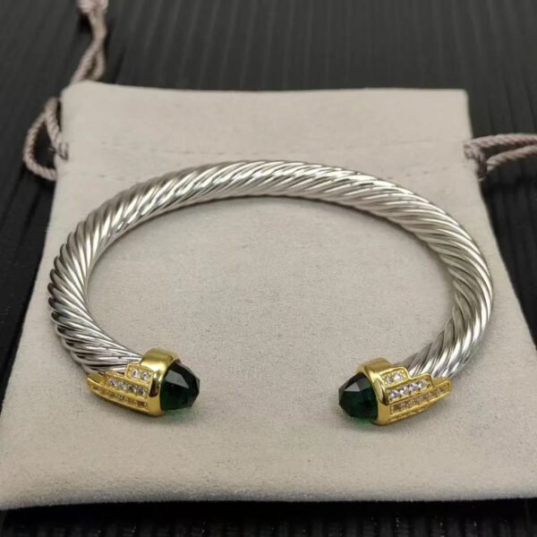 BE0225ED-9908-D13A-C911-8581173286F4.jpg 7mm Cable Bracelet with Peridot & Diamond Accents ??Gold Cap