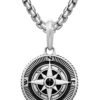 David Yurman sterling silver Maritime Compass diamond amulet