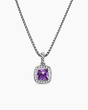 Petite Albion&reg; Pendant Necklace Sterling Silver with Amethyst and Diamonds