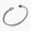 BE80083E-7660-FFCB-184B-36E836FDD9E9.jpg Classic Cable Bracelet Sterling Silver with 14K Yellow Gold and Blue Topaz, 5mm
