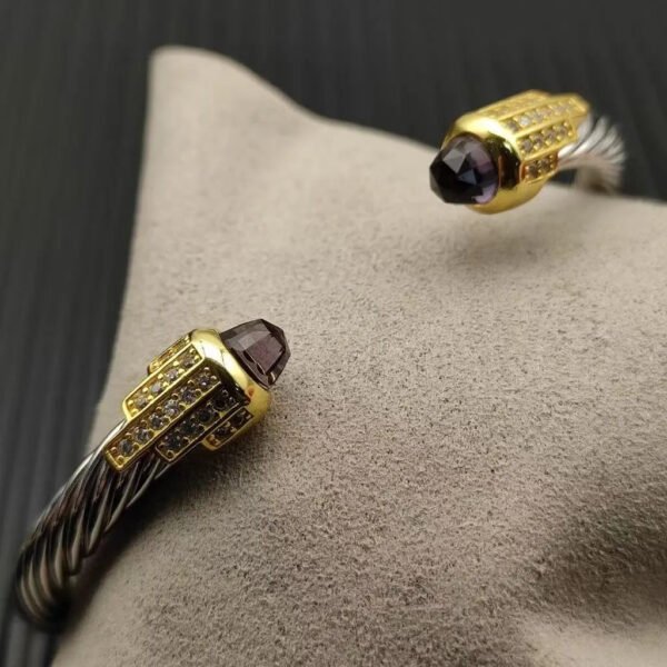 Cable Bracelet with Amethyst & Diamond Accents  5mm