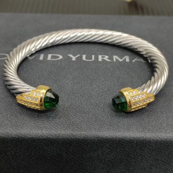 BF8B45EC-45E8-867E-96A3-3A37A469053D.jpg 7mm Cable Bracelet with Peridot & Diamond Accents ??Gold Cap