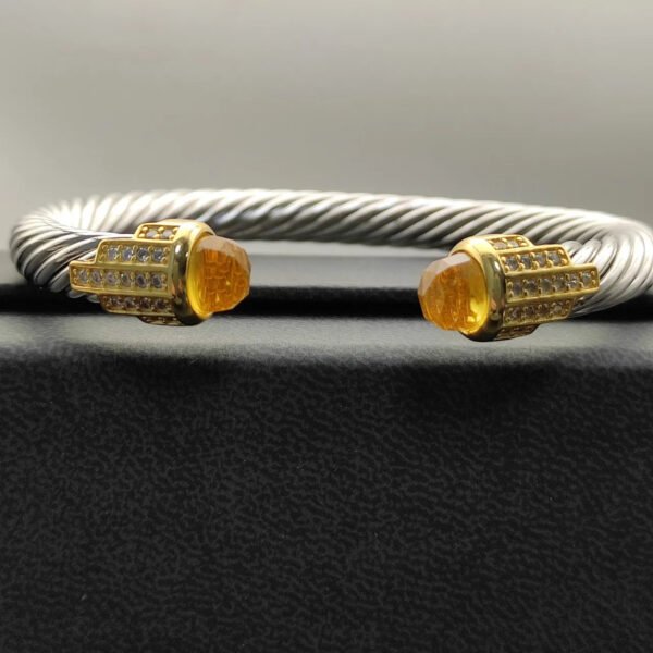7mm Cable Bracelet with Citrine & Diamond Accents ??Gold Cap
