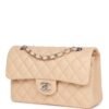 Small Classic Double Flap Beige Lambskin Silver Hardware