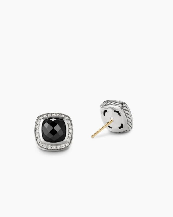 Albion&reg; Stud Earrings Sterling Silver with Black Onyx and Diamonds, 7mm