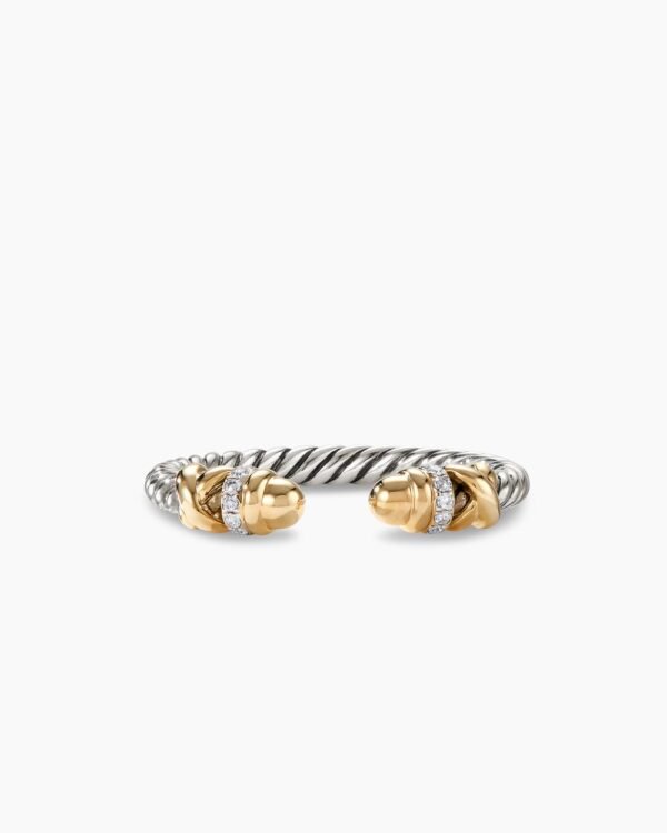 C04B9641-B65D-099B-38CB-2C916FC87FCE.jpg Petite Helena Ring Sterling Silver with 18K Yellow Gold Domes and Diamonds, 2.5mm