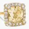 Petite Chatelaine&reg; Pav&eacute; Bezel Stud Earrings 18K Yellow Gold with Champagne Citrine and Diamonds, 5mm