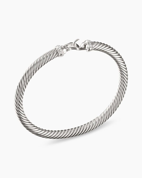 Buckle Classic Cable Bracelet Sterling Silver with Diamonds, 5mm