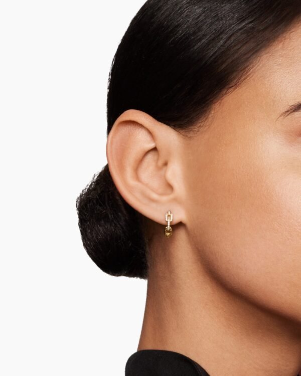 Stax Chain Link Huggie Hoop Earrings 18K Yellow Gold with Diamonds, 12.5mm