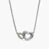 Cable Collectibles&reg; Interlocking Heart Necklace Sterling Silver with 18K Yellow Gold