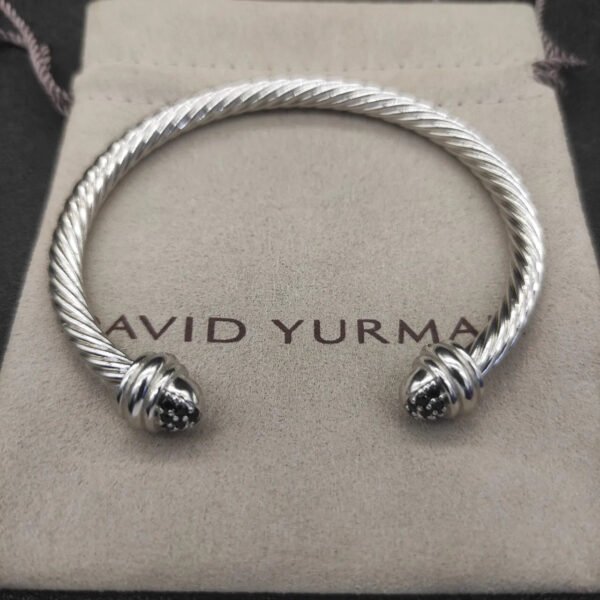 Classic Cable Bracelet Silver and  Half Diamonds 5 MM